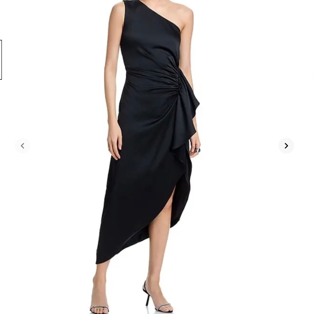 Ramy Brook  Malika Satin One Shoulder Midi Dress size 8